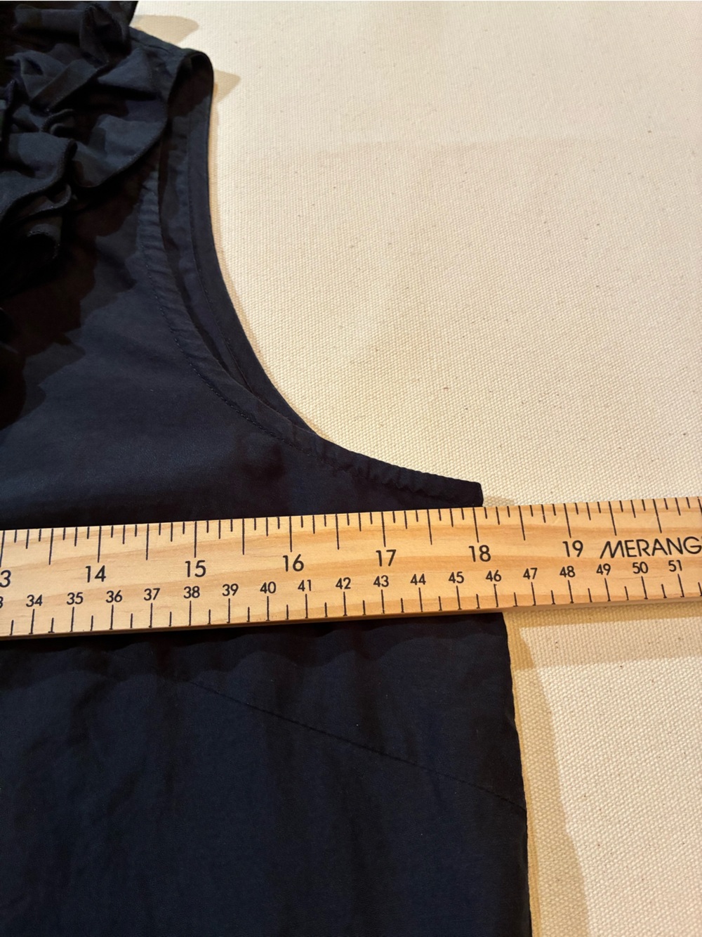 Tristan Cotton Silk Black Sleeveless Ruffle Neck Button Blouse M - Picture 6 of 9